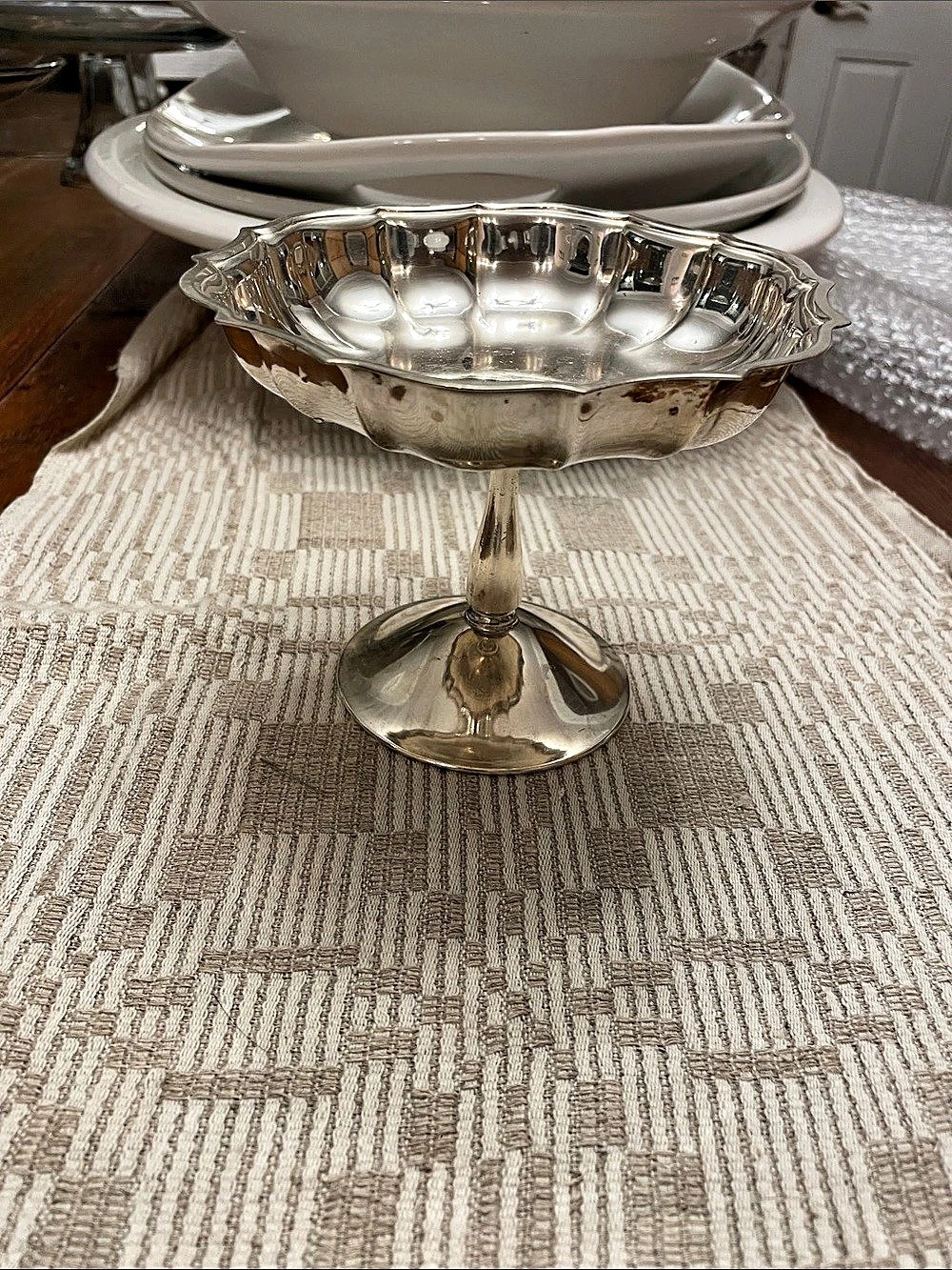 Vintage Silver Pedestal Serving Bowl
